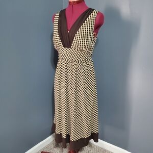 New Directions Brown and Cream Scales Midi Dress Women's Size PS